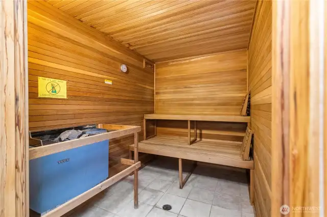 Clubhouse sauna.