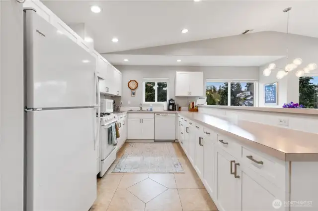 New refrigerator adds to the spacious kitchen.