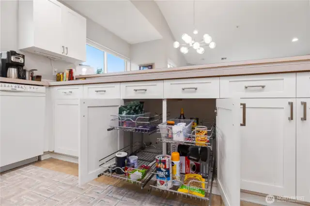Pull outs for easy usage and storage.