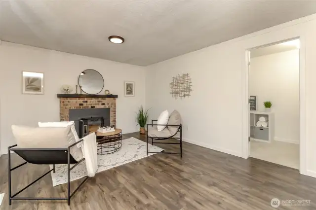 Family room and this door leads to the large utility room and a door leading to the two door garage.