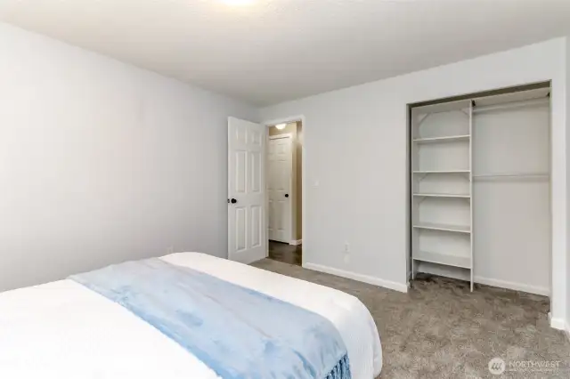 Closet organization in first extra bedroom.
