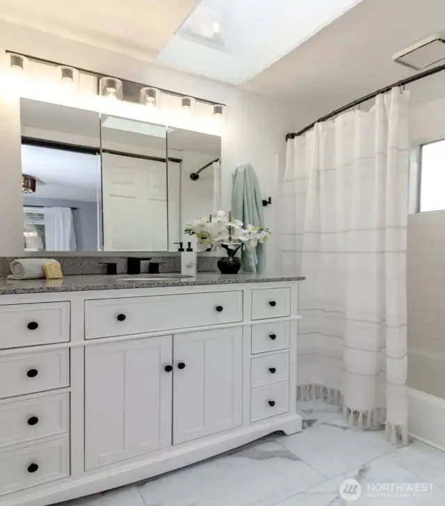 Skylight adds extra natural light to an already bright space.