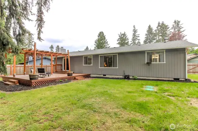 Backyard and deck area.