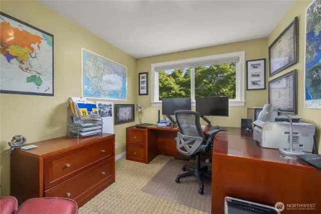 Good-sized Secondary Bedrooms. These rooms can be used as bedrooms for children or guests, a home office, a craft room, or a play area. This one is currently used as an office and overlooks the backyard.