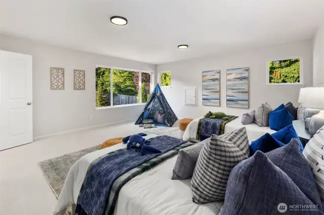 With three windows, new carpet underfoot, and ample floor space, this bright and versatile room can grow with your needs—perfect for guests, workouts, or a creative studio space.