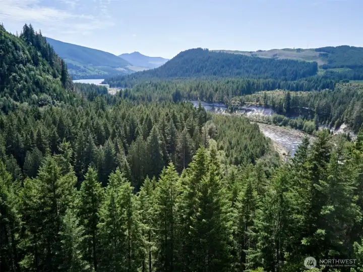Aerial View of the Lewis River & Eagle Cliff