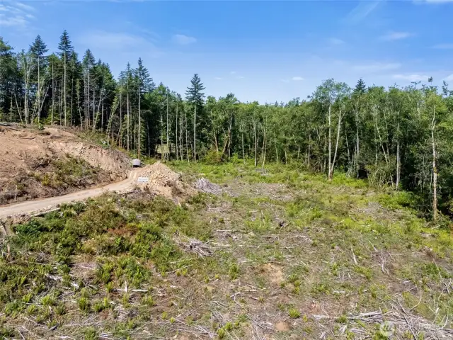 The lower Northwest corner of property. At the end of this road is your own private gravel pit.