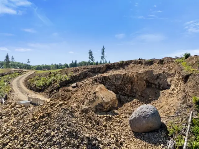 End of road. Gravel pit on right. Photo is looking Southeast.