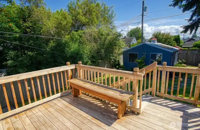Backyard deck.