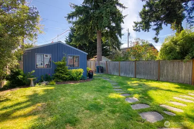 Fully fenced backyard.