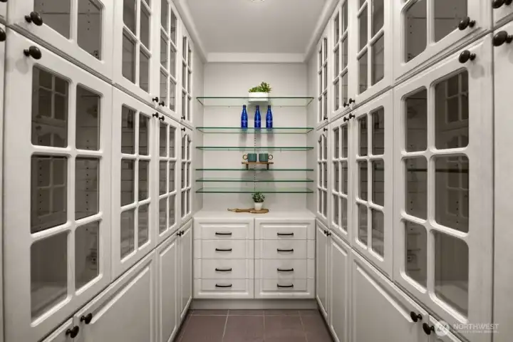 Large pantry with plenty of room food or extra small appliances
