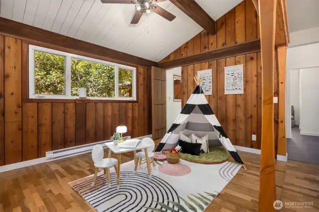 Flex space off of the bedrooms.  Take a moment to look down at the constellations in the flooring.  The seller was a wood worker.