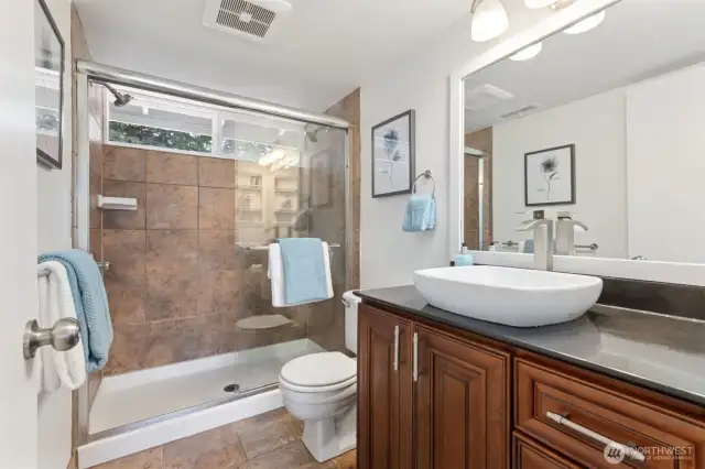 Upgraded ensuite off Primary ... with walk-in shower!