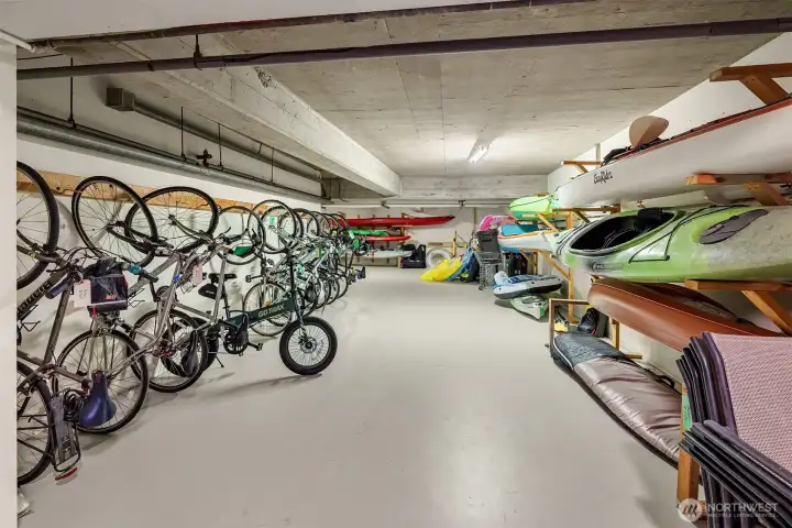 community storage for bikes and water toys
