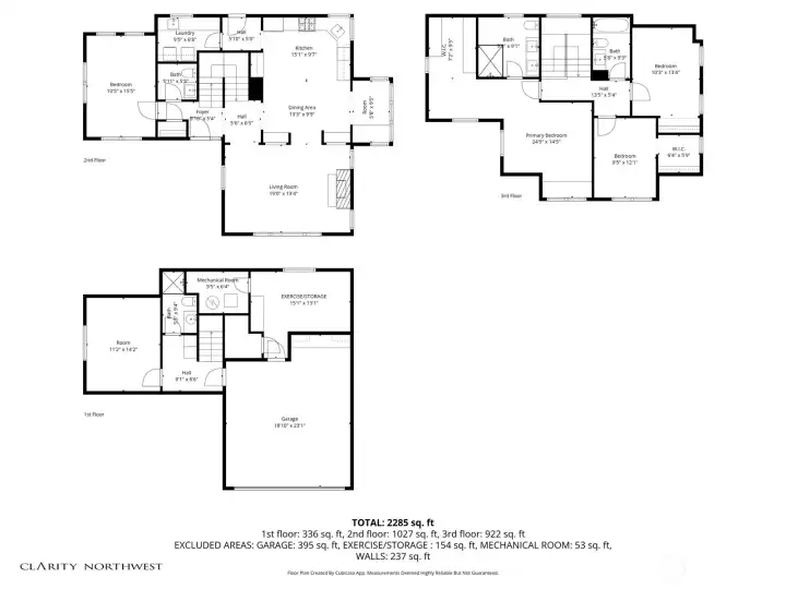 The Kitsap County Assessor's floor plan is lacking in square footage, so these Clarity Northwest floorplans with dimensions are provided for your reference.