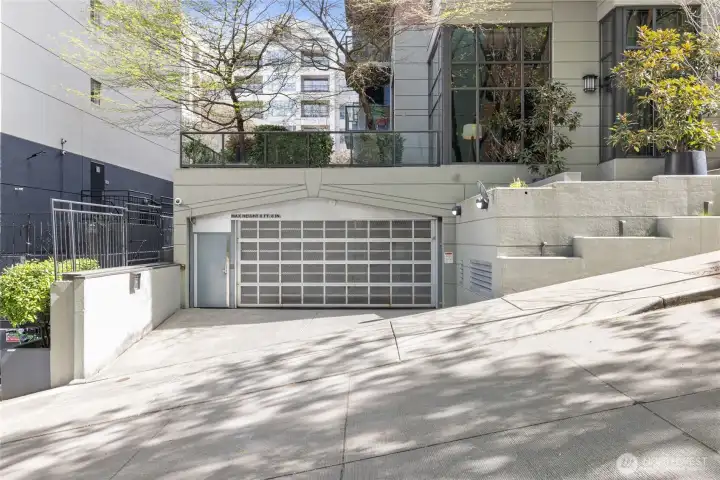 Resident and guest parking in a gated private garage