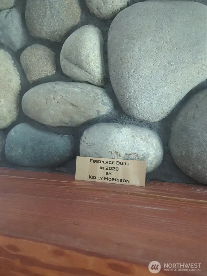 River rock fire place.