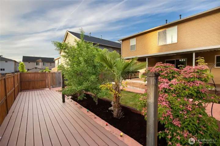 This bonus back deck is easy care lifetime Trex decking.
