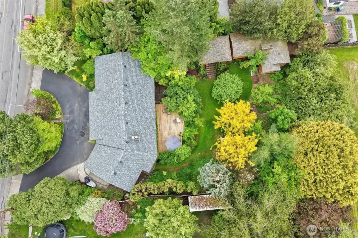 Overview look of the circle driveway, new roof and tranquility of nature Overview look of the circle driveway, new roof and tranquility of nature