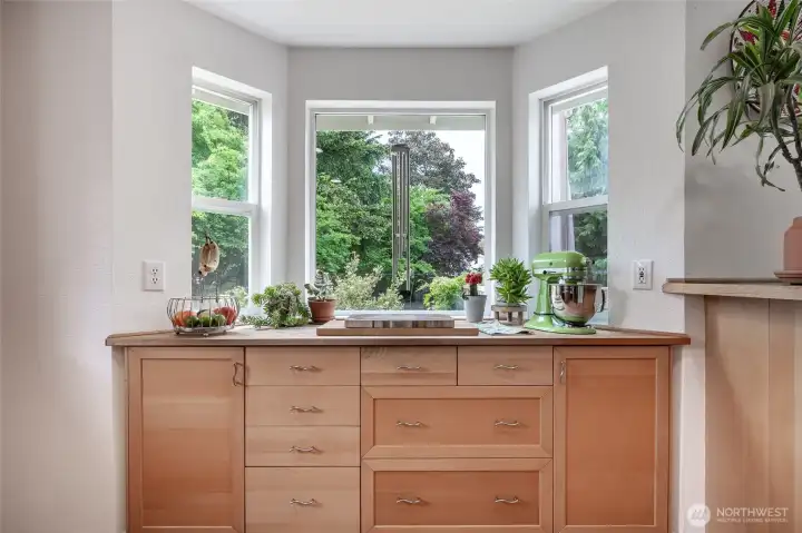 Beautiful bay window for additional storage/counter space
