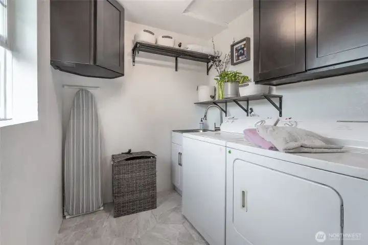 Laundry room with new utility sink