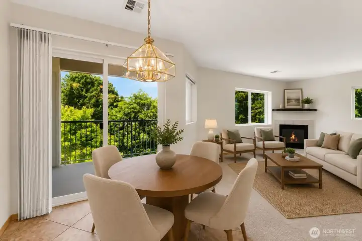 Dining area with easy access to the deck—perfect for indoor-outdoor entertaining. *Virtually staged* Dining area with easy access to the deck—perfect for indoor-outdoor entertaining. *Virtually staged*