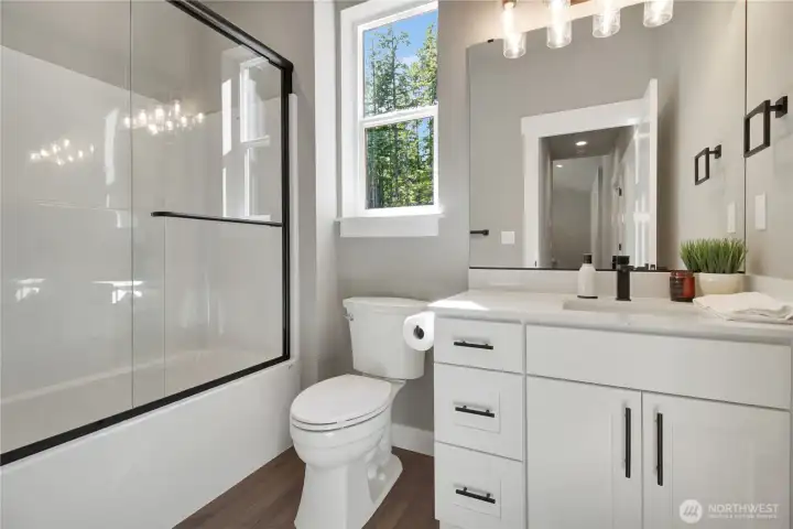 guest bathroom and shared full bathroom
