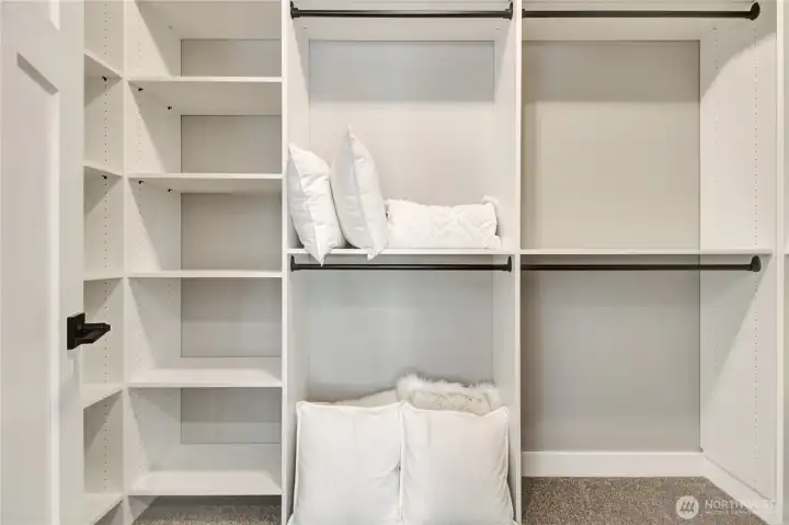 tons of storage! shelving hanging space and floor space for all the necessities