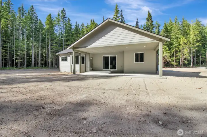 Back patio is fully covered with Propane access and privacy fence