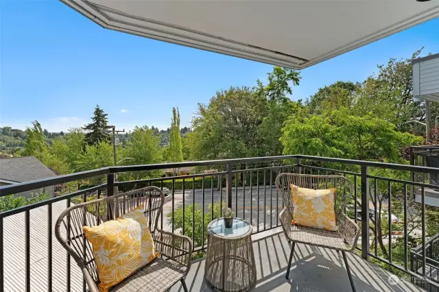 Balcony sitting areaover looking the Madison Valley area near the Arboretum