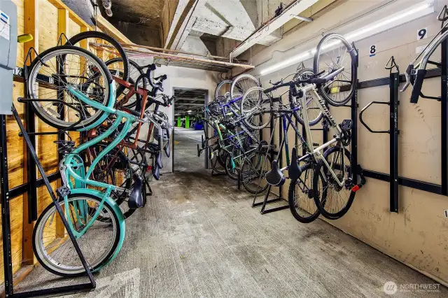 Secured bike storage in the garage.