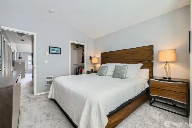 Primary bedroom features a walk in closet.