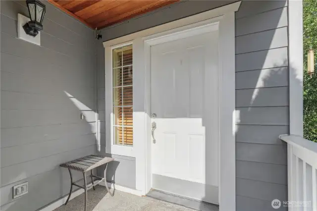 Welcome home! Covered front porch entryway.