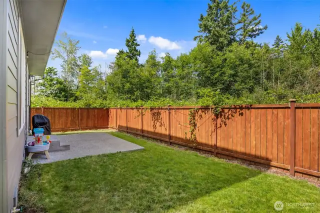 Fully fenced yard on greenbelt!