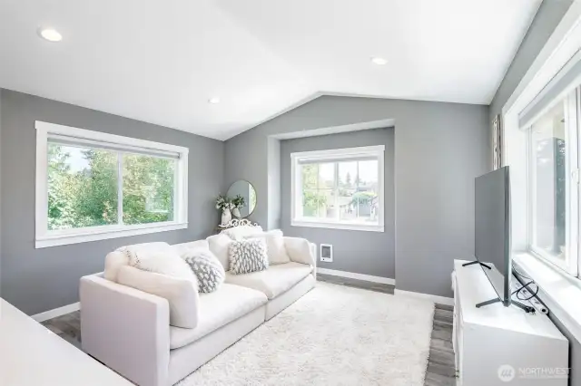 Upper floor great room flooded with natural light.