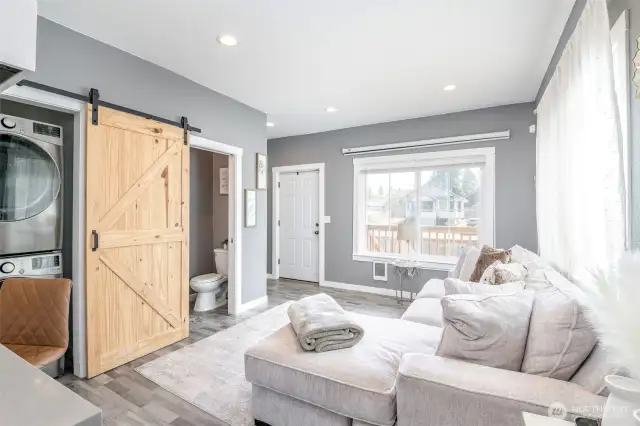 Great room with half bath on main floor.