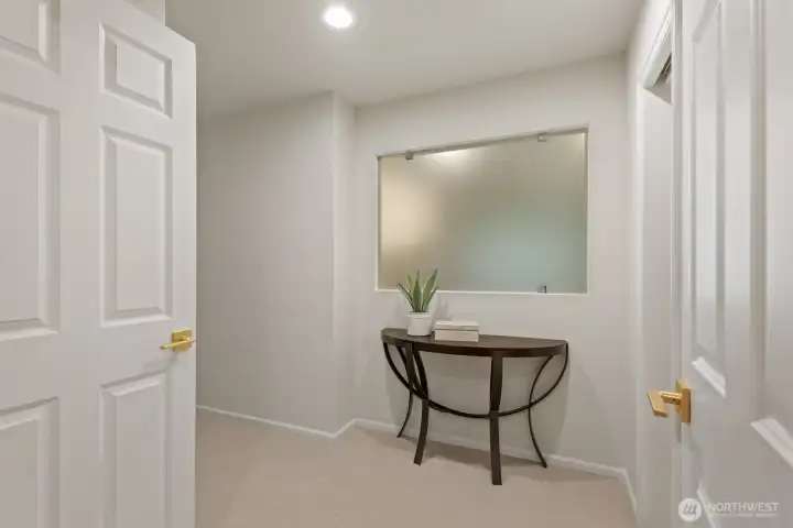 Double door entry into the primary suite on the main floor.