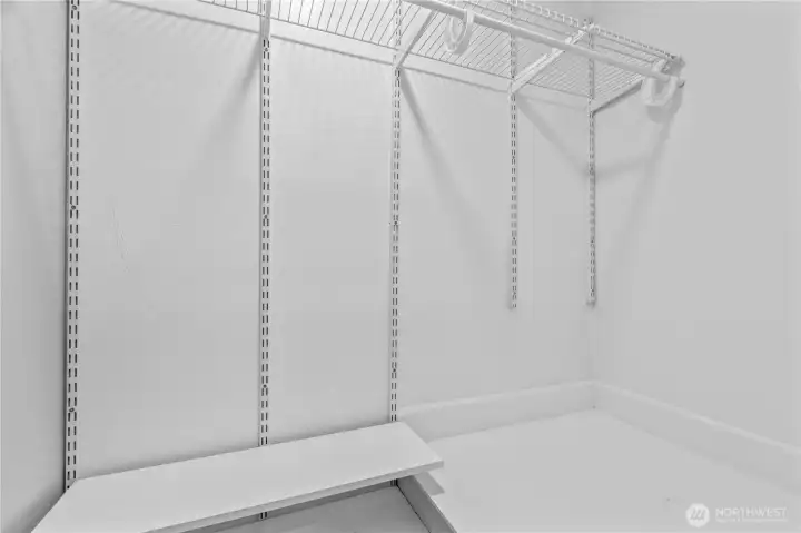 The primary closet is much bigger than it appears from the outside.
