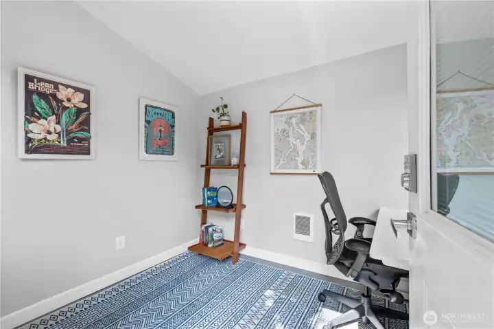 The detached office-she-he-they-shed is fully insulated, powered, heated and has ethernet. The perfect separate space!