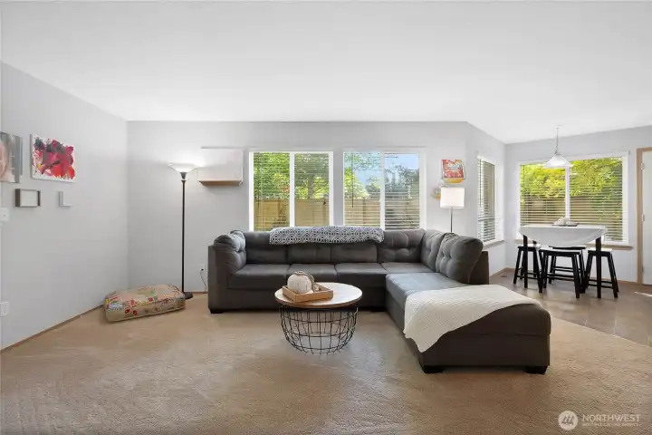 The eat in kitchen can be seen in the background to the right.