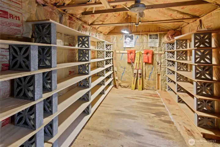 Lots of storage space and room for projects in the shed.