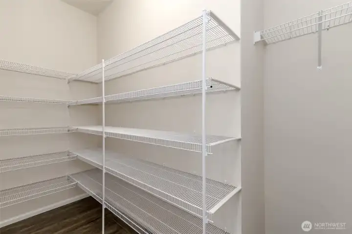 This is the large and spacious walk in pantry just across from the built in desk.