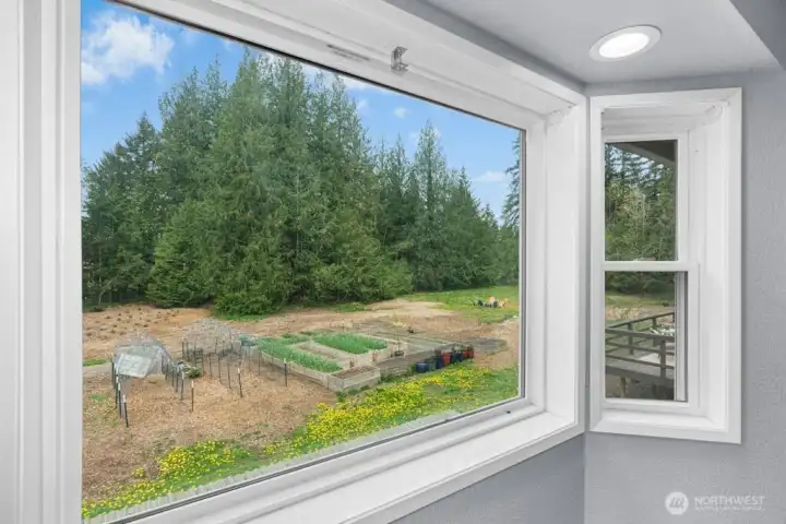 Garden view from primary bedroom