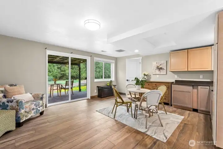 downstairs living room with kitchenette