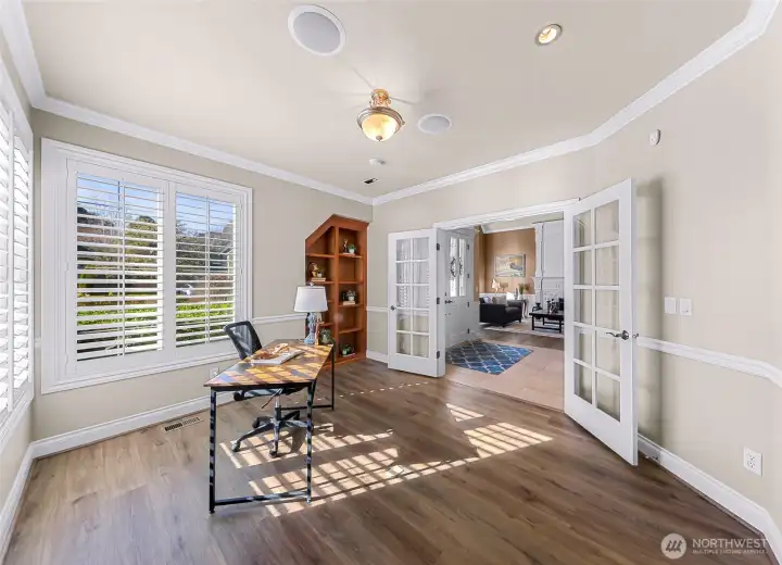 Main floor office with large closet.