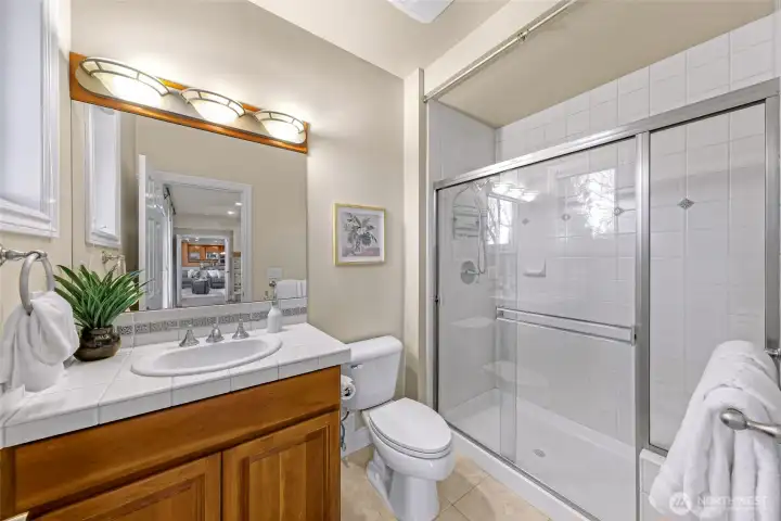 Main floor bathroom in guest bedroom. There is also a powder room on the main floor for visitors.