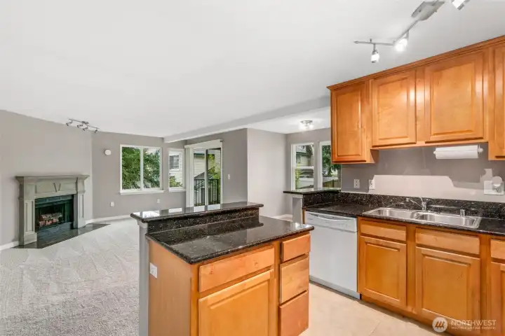 Open concept - kitchen, dining and living