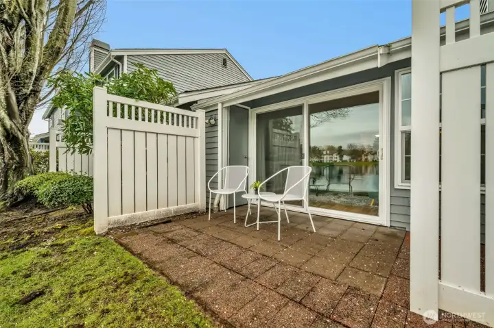 Private patio looking out to the lake.