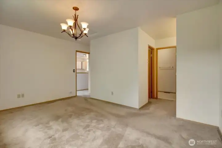 Primary bedroom with private full bath and walk in closet