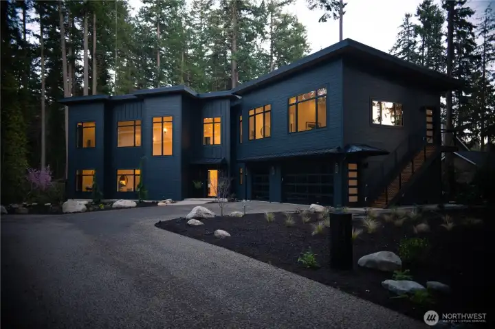 the home at dusk